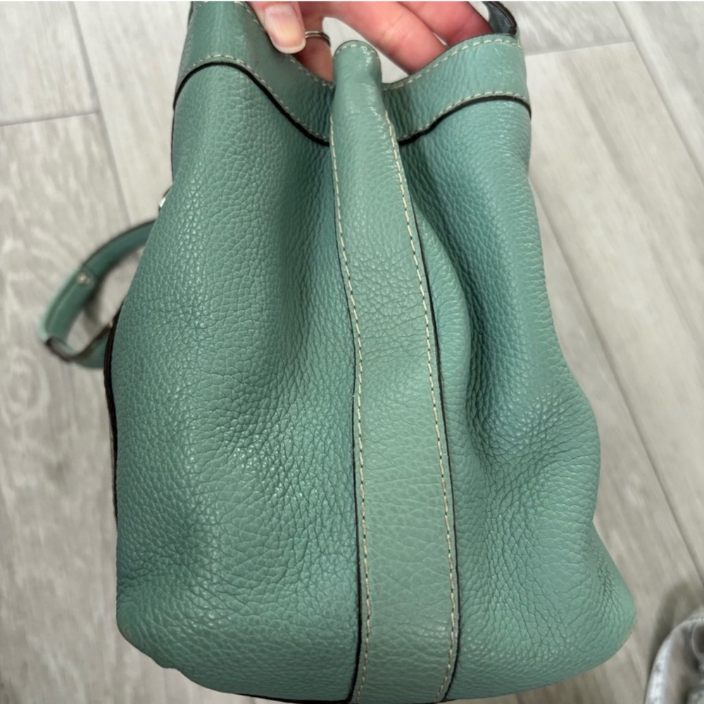 Coach Penelope Aqua Blue Pebbled Leather Zipper Closure Tote Shoulder Bag - Picture 8 of 13